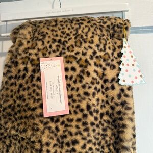 Cupcakes & Cashmere Leopard Animal Print Faux Fur Throw Blanket Cheetah NWT